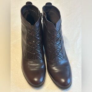 Brianna Brown Leather Ankle Boots w/2 & 1/2 inch heels.